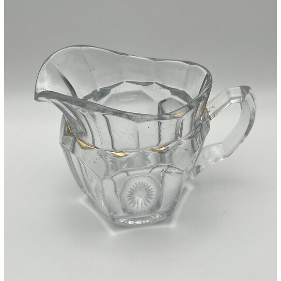 Vintage Clear Glass Creamer Starburst Bottom Unknown Maker - Picture 2 of 6